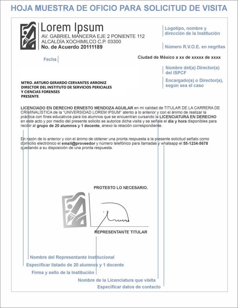 Ejemplo de oficio de solicitud Dr. AGCA
